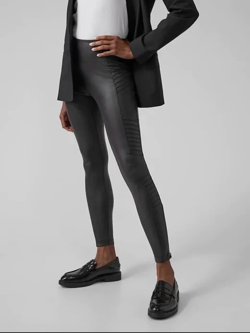 ATHLETA DELANCEY GLEAM MOTO TIGHT BLACK SIZE M